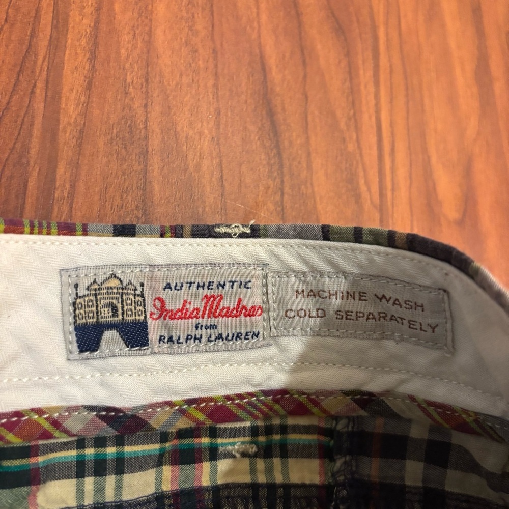 Ralph Lauren Madras Plaid Flat Front 9 inch Shorts Mens Size 29 - Picture 5 of 6